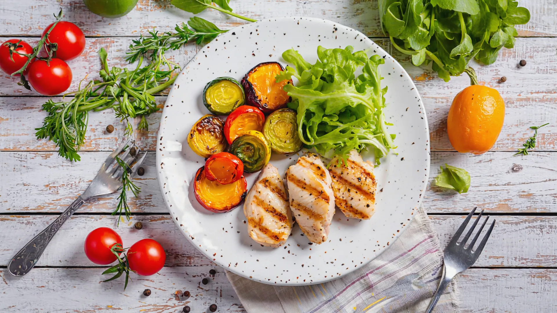 A simple, balanced home-cooked meal with vegetables and a lean protein on a plate