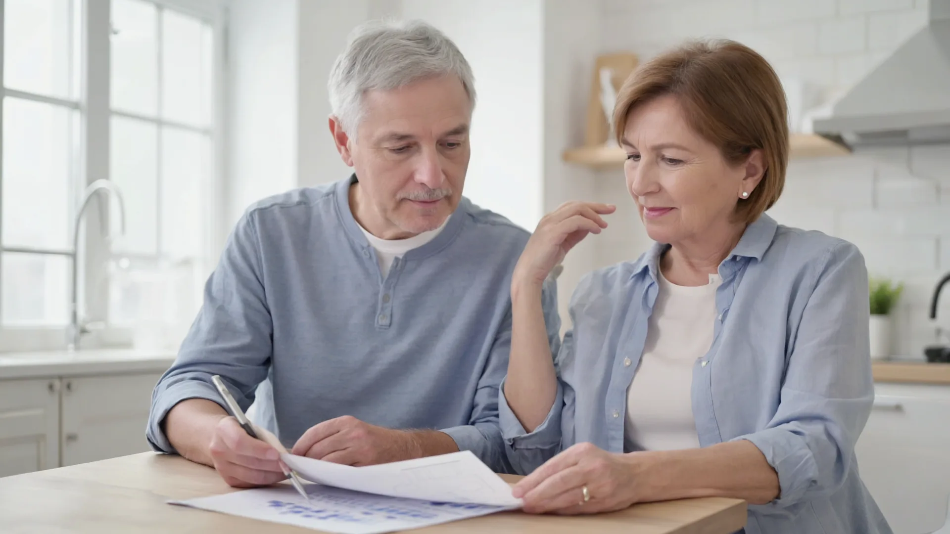 A couple reviewing a weight-loss treatment plan together at their kitchen table