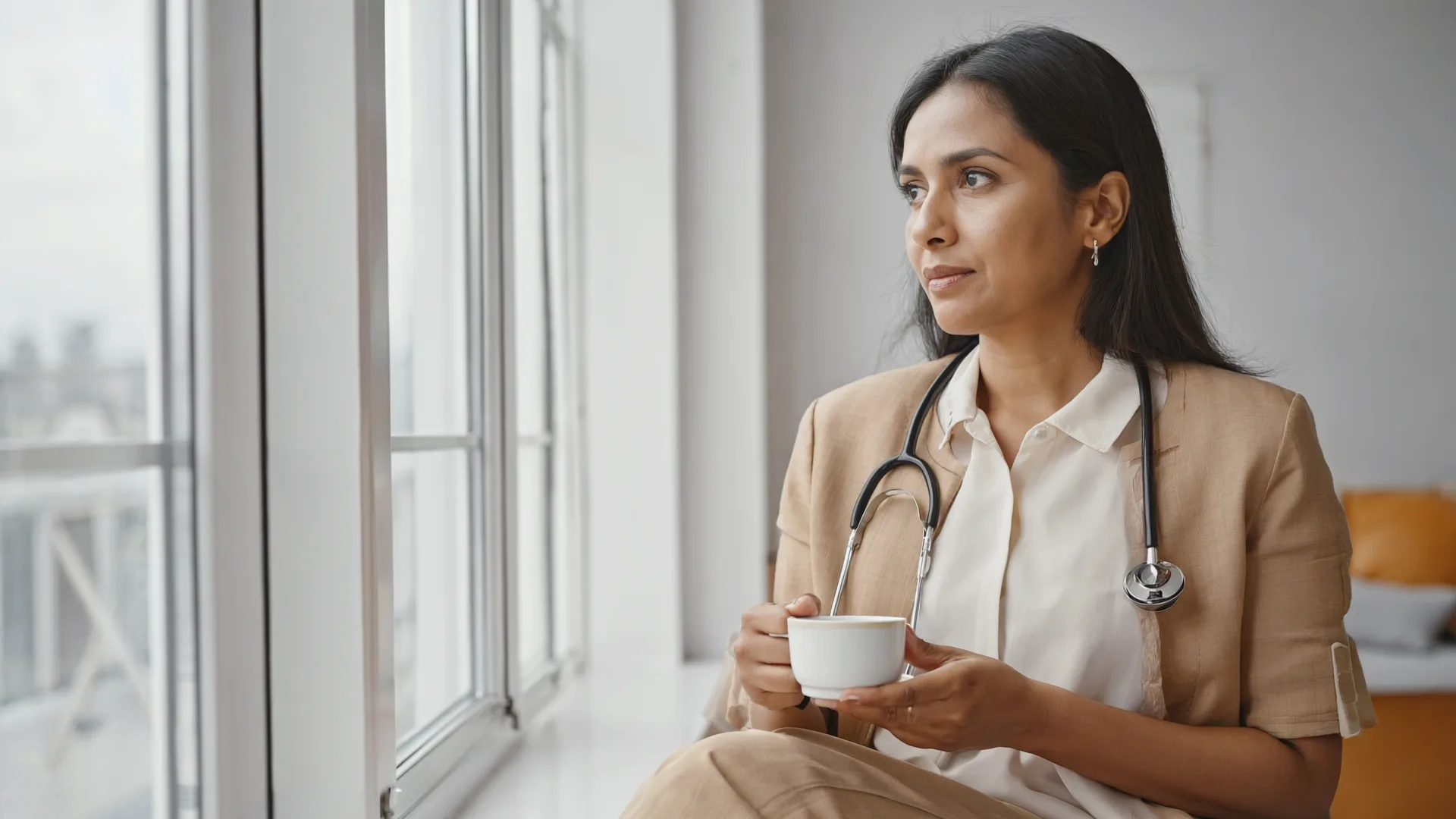 A woman considering her weight-loss options by a sunlit window