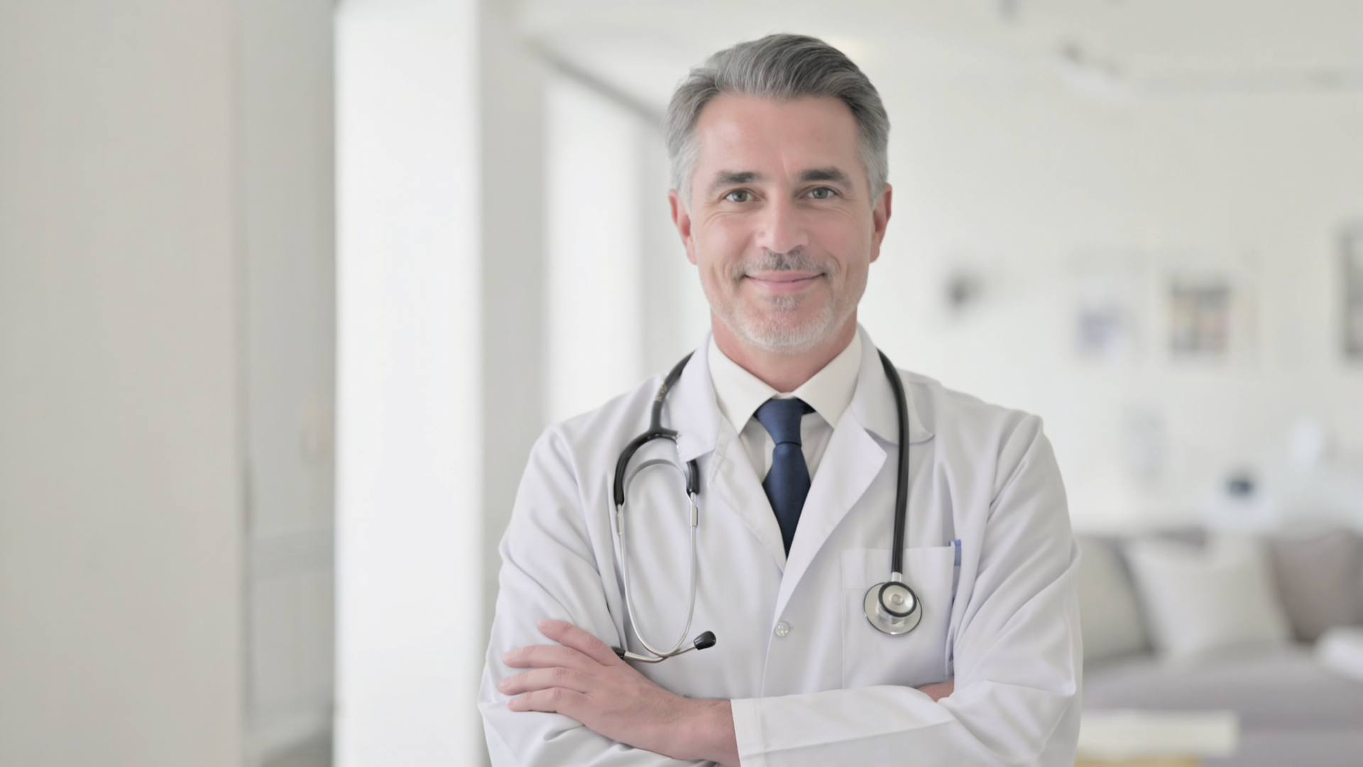 A friendly Irish doctor in a bright modern clinic